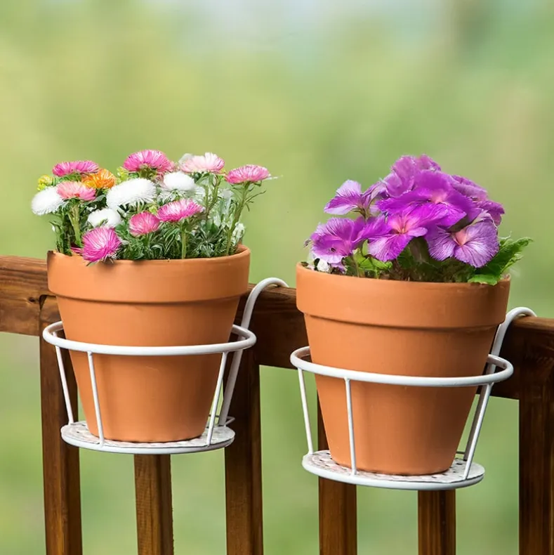 Railing Flower Pot Holders for Balcony or Deck 2 Pk