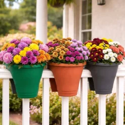 Rail Planter for Deck or Balcony Terracotta Gray or Green