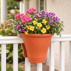 Rail Planter for Deck or Balcony Terracotta Gray or Green
