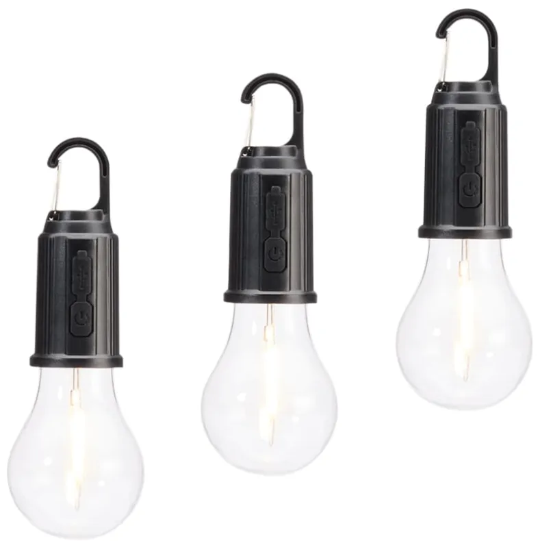 Rechargeable USB 3 Mode Hanging Bulb Lights - Set of 3