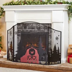 Red Barn Christmas Fireplace Screen