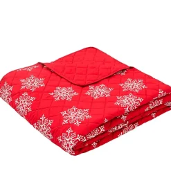 Red Snowflake Full/Queen Quilt Set with Shams