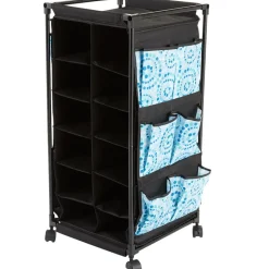 Rolling Shoe Storage with Fabric Cubbies - Springtime