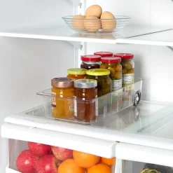 Roll Out Refrigerator Organizer Storage Drawer with Dividers