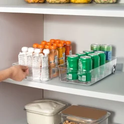 Roll Out Refrigerator Organizer Storage Drawer with Dividers