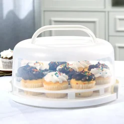 Round Cake or Cupcake Carrier with Travel Lid