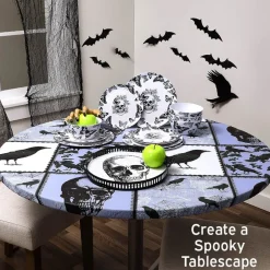 Round Custom Fitted Tablecloth with Flannel Backing Halloween
