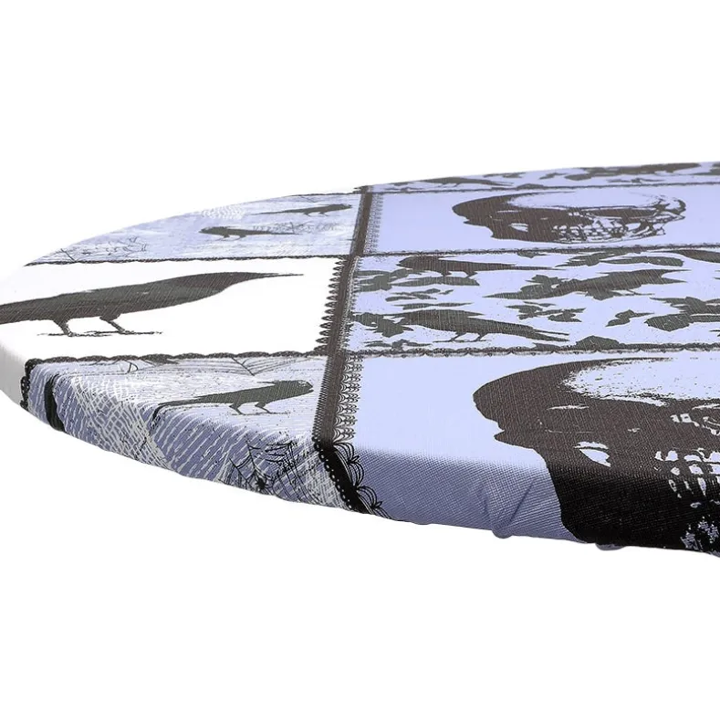 Round Custom Fitted Tablecloth with Flannel Backing Halloween