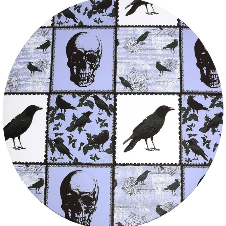 Round Custom Fitted Tablecloth with Flannel Backing Halloween