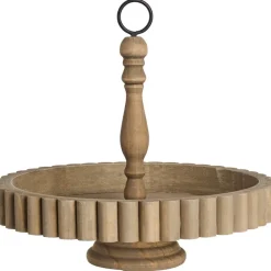 Round Rustic Wood Serving Tray