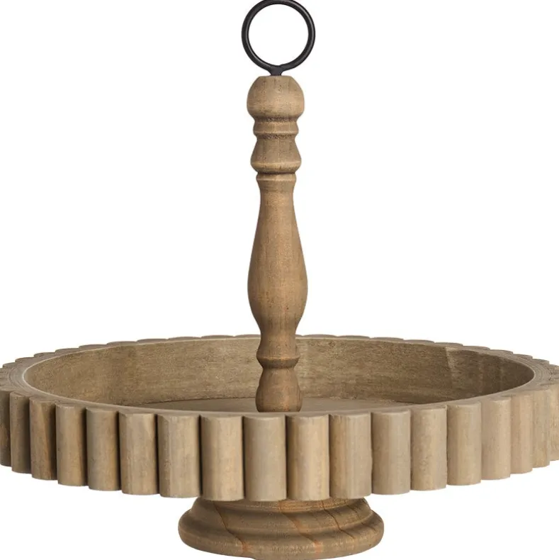 Round Rustic Wood Serving Tray