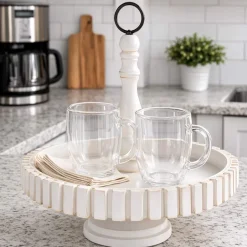 Round Rustic Wood Serving Tray