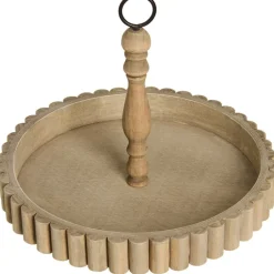 Round Rustic Wood Serving Tray