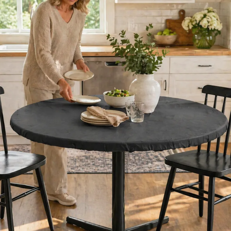Round Solid Color Custom Fit Tablecloth