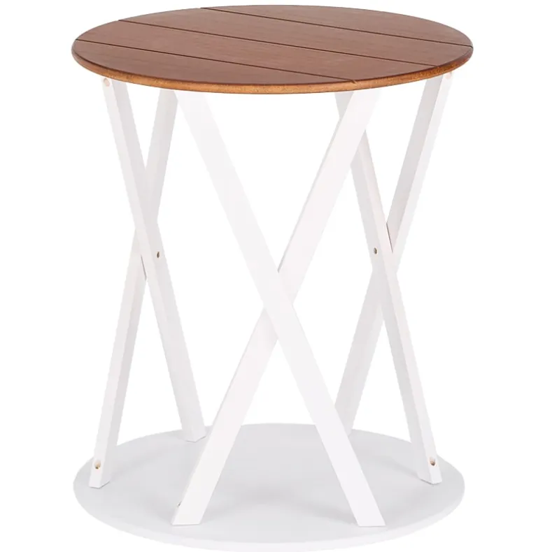 Round Two Tone Rustic Style Accent Table 19" Dia x 21.5"H