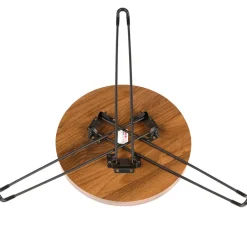 Round Wooden Side Table with Metal Foldable Legs - 15"D