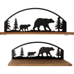Rustic Cabin Lodge Style Wall Shelves Set of 2