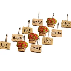 Rustic Charm Bath Shower Curtain Hooks Set of 12