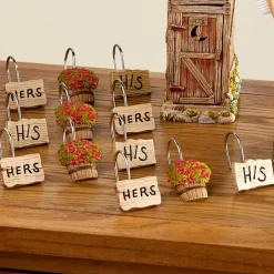 Rustic Charm Bath Shower Curtain Hooks Set of 12