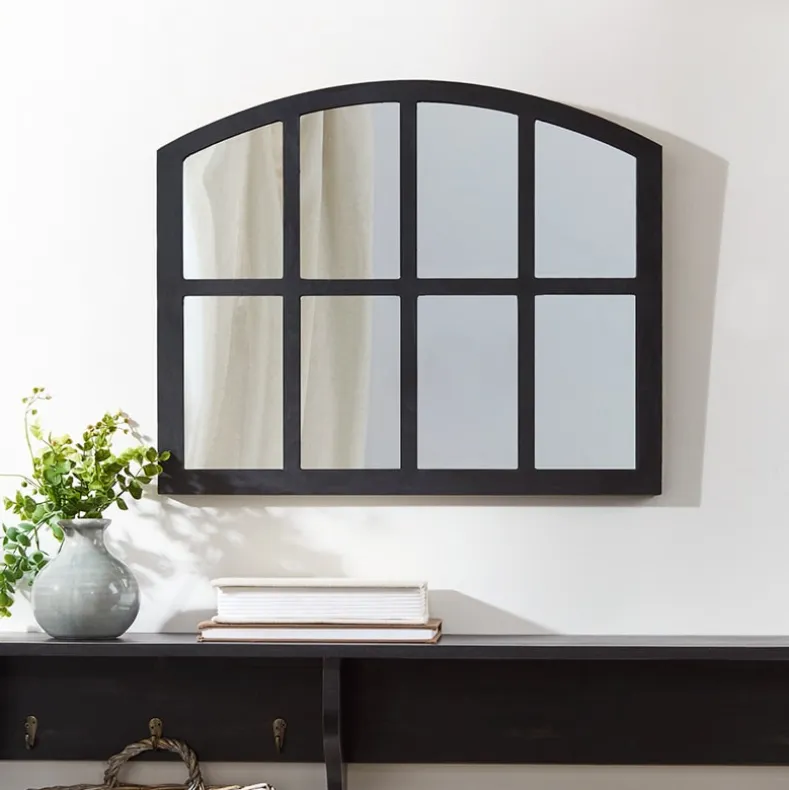 Rustic Country Window Pane Mirror - Black, Dark Brown, or White