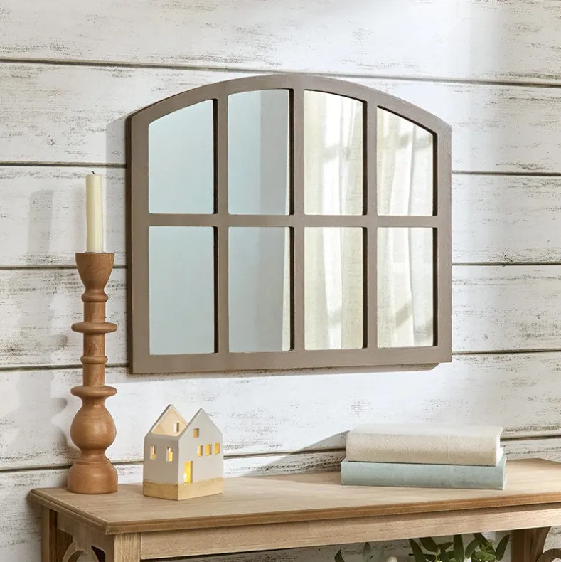 Rustic Country Window Pane Mirror - Black, Dark Brown, or White