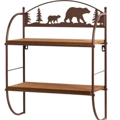 Rustic Lodge Bear Wall Shelf Rack