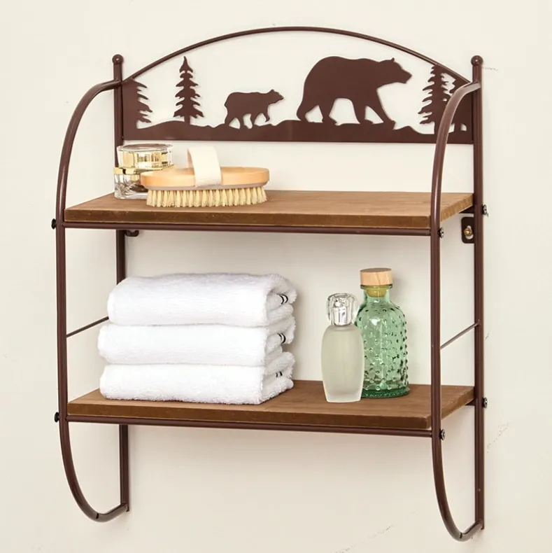 Rustic Lodge Bear Wall Shelf Rack