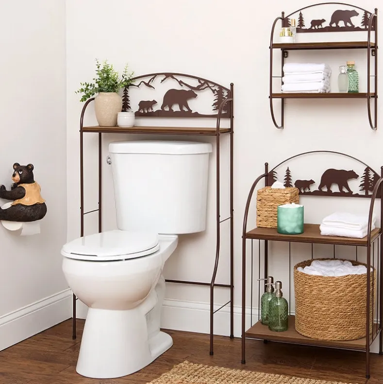 Rustic Lodge Bear Wall Shelf Rack