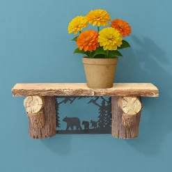 Rustic Lodge Style Floating Wall Shelf 15"