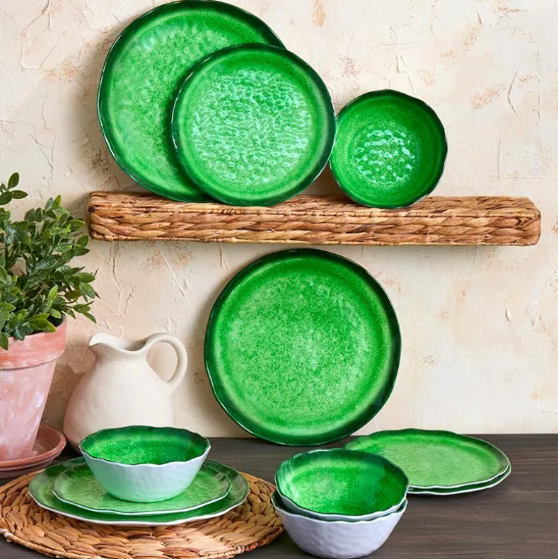 Rustic Melamine Vibrant Dinnerware Set Service for 4