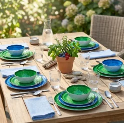 Rustic Melamine Vibrant Dinnerware Set Service for 4