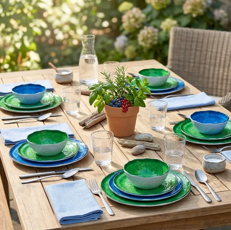 Rustic Melamine Vibrant Dinnerware Set Service for 4