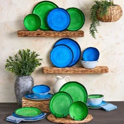 Rustic Melamine Vibrant Dinnerware Set Service for 4