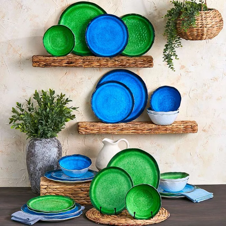 Rustic Melamine Vibrant Dinnerware Set Service for 4