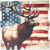 Rustic Plank Wall Art – Buck with American Flag Decor