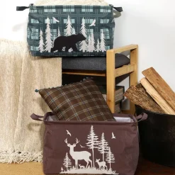 Rustic Printed Home Storage Decor Polyester Baskets Set of 2