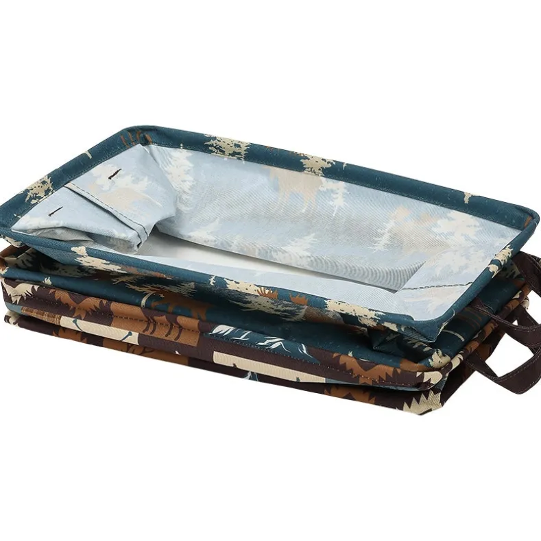Rustic Printed Home Storage Decor Polyester Baskets Set of 2