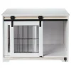 Rustic Sliding White Barn Door Pet Crate