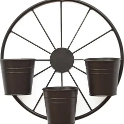 Rustic Wagon Wheel Planter or Fence for Outdoor Spaces