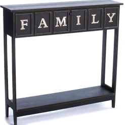 Rustic Wood Console Table with Galvanized Family Sentiment