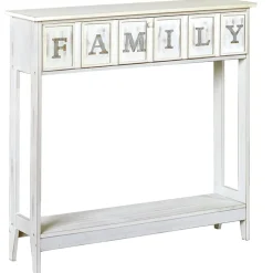 Rustic Wood Console Table with Galvanized Family Sentiment