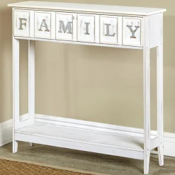 Rustic Wood Console Table with Galvanized Family Sentiment