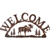 Rustic Woodland Moose Metal Welcome Sign