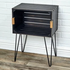 Rustic Wood-Like Crate End Table