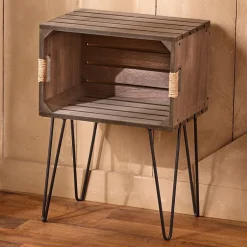 Rustic Wood-Like Crate End Table