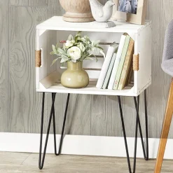 Rustic Wood-Like Crate End Table