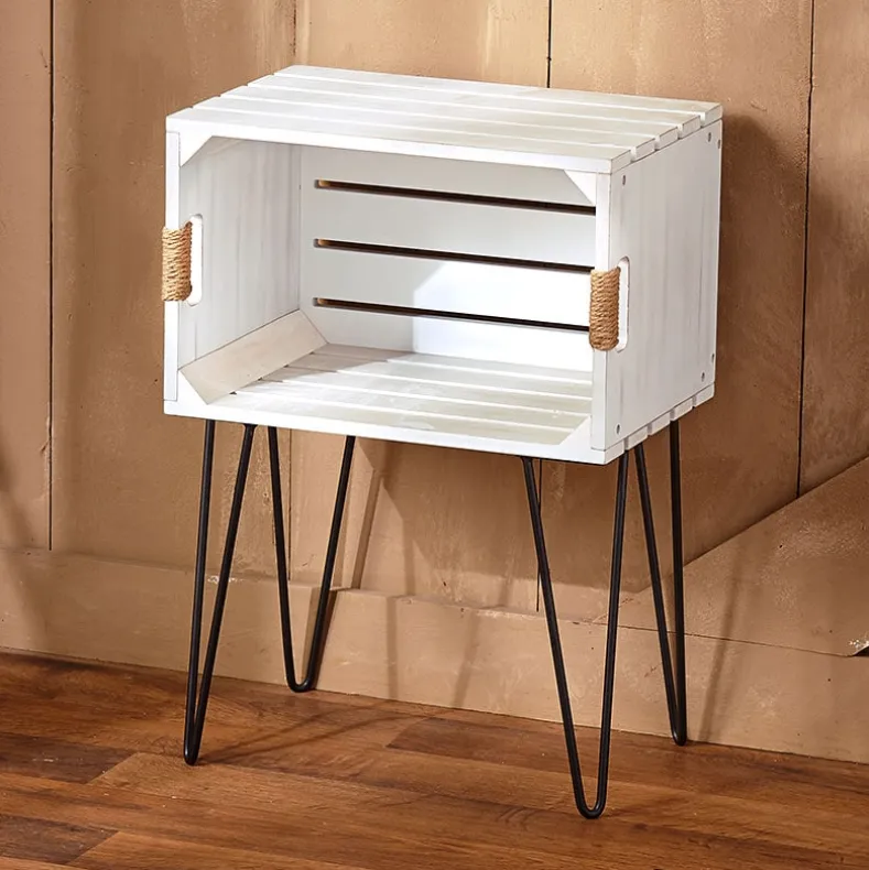 Rustic Wood-Like Crate End Table