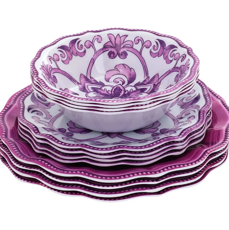 Scalloped Edge Melamine Dinnerware 12 Pc. Set