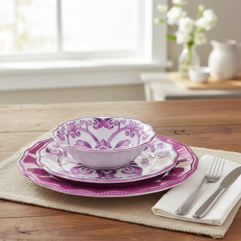 Scalloped Edge Melamine Dinnerware 12 Pc. Set