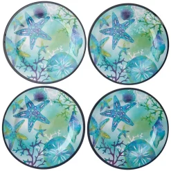 Seaside Beach Melamine Dinner Plates Set of 4